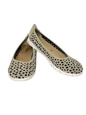 SEYCHELLES Knit Ballet Flats Slip On Spot Tumble Leopard Print Beige Black Sz 11